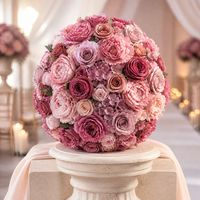 Composition florale moderne de haute qualité en soie artificielle, boule d'hortensias et de roses, centre de table de mariage, taille personnalisable