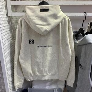 Set Felpa con Cappuccio e Pantaloni della Tuta con Risvolto in Cotone Unisex con Logo ESS, Stile Casual High Street - Product Image 4
