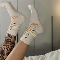 Chaussettes pour femmes printemps et été aquarelle Graffiti Art cravate teinture tendance Hip Hop tube moyen chaussettes en coton blanc sur mesure