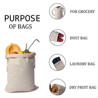 Sacs à cordon en pur coton, sacs sachet, sacs anti-poussière pour articles ménagers, pochettes respirantes pour accessoires de voyage et de cuisine