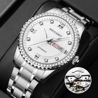 Montre homme Bugaire entièrement automatique avec calendrier, étanche 30 m, mouvement à quartz lumineux, design en briques incrustées