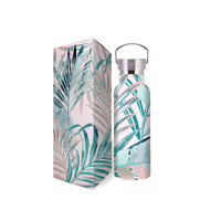 Bouteille d'eau en acier inoxydable à double paroi colorée personnalisée Mikenda 500/600/750/1000 ml, thermos isolé sous vide avec couvercle en bambou
