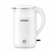 Bouilloire électrique en verre 2L+ 1500W à ébullition rapide, certifiée CE CB LFGB, arrêt automatique, rotation à 360 degrés, logo personnalisé OEM, pour hôtel, maison, bureau