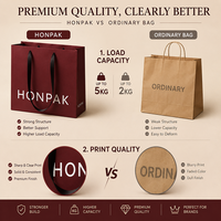HONPAK Sacs à provisions en papier blanc laminé mat écologique avec poignée en ruban pour vêtements et chaussures