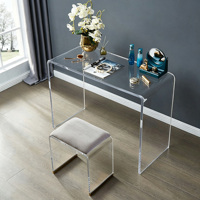 Modernes Klares Acryl-Schminktisch-Set Transparenter Frisiertisch mit Hocker Minimalistischer Schminktisch für Schlafzimmer Wohnmöbel