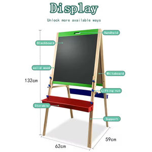 กระดานไม้สองด้านสำหรับวาดภาพสีขาวทำจากไม้สำหรับเด็กกระดานไวท์บอร์ดแม่เหล็กของเล่นวาดภาพ - Product Image 3