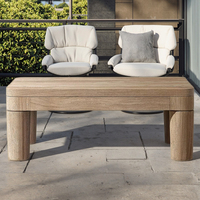Meubles de jardin extérieur Banquet restauration barbecue Camping pique-nique Table basse latérale blanc rectangulaire en bois de teck petite Table CNLF