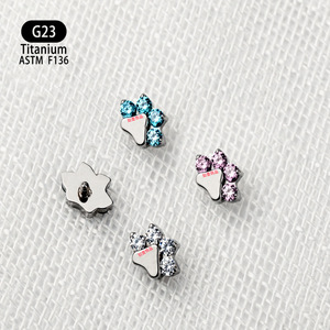 <span class=keywords><strong>Piercing</strong></span> pour l'oreille en forme de patte de chat F136 en alliage de titane avec incrustation de zircon pour <span class=keywords><strong>piercing</strong></span> du pont de l'oreille - Product Image 4