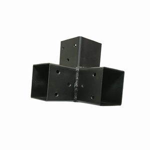 Connecteur d'<span class=keywords><strong>ancrage</strong></span> carré en acier à 2 voies pour tuyaux et béton, options galvanisées/revêtues de PVC argent/noir, supports pour poteaux en <span class=keywords><strong>bois</strong></span>, installation facile - Product Image 5