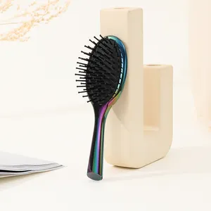 Colorful Plating 17.4*5.6*2.5cm Black Silk Massage Relaxation Comfort Does Not Hurt Hair Brush