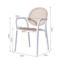 Chaise nordique portable en plastique PP avec rayures, siège à dos rond, empilable, intérieur, jardin, restaurant, salle à manger