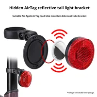 Feu arrière antivol compatible Airtag pour vélos de route et de montagne, lumière de tige de selle réfléchissante avec réflecteurs latéraux