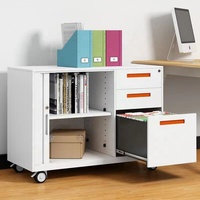 Tambour Porte Bureau Classeur En Métal avec 3 Tiroirs En Acier De Stockage Copieur Imprimante Stand Mobile Cabinet