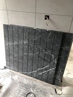 Dalle de marbre gris Pietra, 4 marches d'escalier, dalles de marbre gris Wyndham pour décoration intérieure, carreaux avec veines blanches, carreaux muraux gris Wyndham