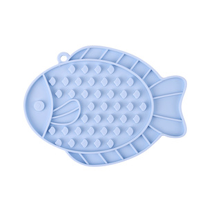 Daoge Silicone Fish Slow Feeding Mat For <b>Cats</b> And Dogs Blue Color Pet Bowl <b>Feeder</b> - Product Image 1