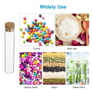 Tubes à essai en verre transparent de 25 ml à fond plat avec bouchon en liège pour les pots à café, les boîtes à bonbons, le sel de bain - Product Image 6