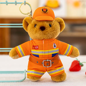 Juguete más vendido de peluche suave lindo Animal de peluche pequeño oso de peluche Oso de policía con uniforme juguete de <span class=keywords><strong>bombero</strong></span> de peluche barato - Product Image 2