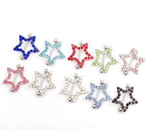 Anillos de Pezón Personalizados <span class=keywords><strong>Gaby</strong></span>, Recién Llegados, Forma de Estrella, Anillos de Pezón de Acero Inoxidable, Joyería para Piercing Corporal - Product Image 1