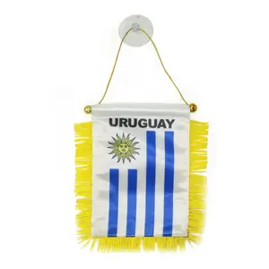 Sunshine Mini Custom Logo Design sport hanging Soccer Uruguay car pennant flag small Football Club Exchange Flag