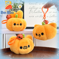 Porte-clés en peluche mignon en forme de citrouille, lapin, cochon, ours, avec clochette, breloque de sac, mini porte-clés en peluche, cadeau