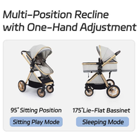 Poussette bébé pliable à une main en aluminium, avec grandes roues antichoc en alliage, fabriquée en Chine, en lin de luxe, design haut de gamme