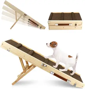 32.6" Long Portable Adjustable Wooden Folding Portable Pet Ramp