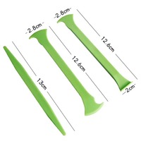 Juego de 3 herramientas de plástico verde para recortar y aplicar película de cambio de color en coches, para todas las posiciones, para raspar el borde de las puertas y detalles finos.