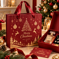Boîte cadeau en papier rigide personnalisée pour Noël avec poignée en ruban, fabricant de boîtes d'emballage de luxe pour les fêtes