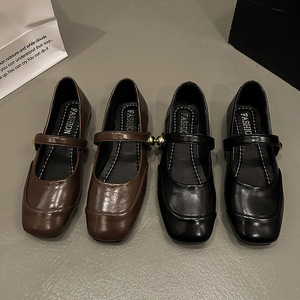 Zapatos Planos Estilo Bailarina 2026, Punta Abierta, Color Negro Metálico, Estilo Mary Jane Retro, Zapatos de Hada Elegantes y Cómodos para Mujer - Product Image 1