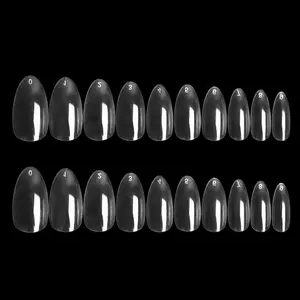 Stampa personalizzata acrilica trasparente naturale all'ingrosso della fabbrica sulle unghie punte per unghie a goccia d'acqua di mandorle a punta in stili giapponesi
