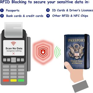 Porta Pasaportes con Bloqueo RFID para <span class=keywords><strong>Mujer</strong></span> y Hombre, de Cuero, con Insignia Metálica 3D, Funda Protectora para Documentos de Viaje - Product Image 5