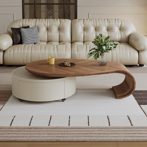 <span class=keywords><strong>Table</strong></span> <span class=keywords><strong>basse</strong></span> de salon créative en forme de feuille, <span class=keywords><strong>table</strong></span> centrale design haut de gamme avec tiroir, <span class=keywords><strong>table</strong></span> à thé moderne en bois pour la maison, en vente - Product Image 1