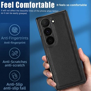 เคสโทรศัพท์แบบพับได้ลดราคา 40% สำหรับ Samsung ZFOLD เคสหนังลายก้อนกรวดเคลือบไฟฟ้าสำหรับ fold3/4/5/6 เคสแบบรวมและ s - Product Image 3