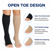 Chaussettes de compression à pointe ouverte pour mollets larges, 20-30 mmHg, grande taille, soutien gradué, hauteur genou, pour femmes et hommes, OEM, marque privée