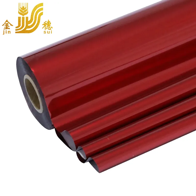 Jinsui Custom Rood Metallic Matt Pigment Warmdrukfolie Voor Plastic Fles Lederen Papier