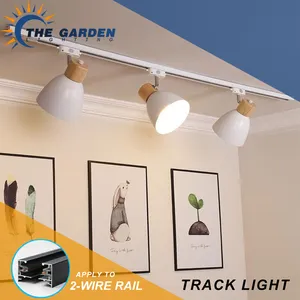 Modern Led Track Light E27 Iron Wood Ceiling Rail Spotlight Lamp Clothing Store Living Room Corridor Track Strip Lighting