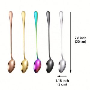 Cucharas de Acero Inoxidable con Logotipo Personalizado para Café, Cócteles, Helados, Cuchara para Té Helado con Mango Largo - Product Image 2