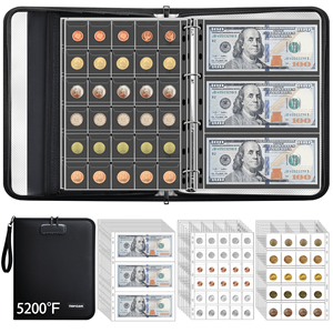 5200 ℉ Chống Cháy Đồng Xu Bộ Sưu Tập Album 400 Túi 36 Tiền Giấy Chất Kết Dính Tay Áo Đồng Xu Chủ Nhôm Lá Mỏng Lót Nộp Hồ Liệu - Product Image 1