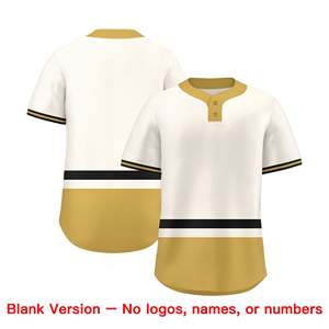 Camiseta de Softbol Personalizada con Bloques de Color Negro y Dorado Antiguo, Auténtica, de Dos Botones - Product Image 3