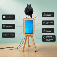 Photomaton en bois double face 18,5 " Magic Mirror Plus avec iPad et valise de transport