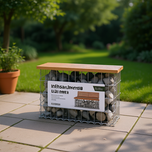 Solid Pine Wood <b>Garden</b> <b>Bench</b> Metal Frame Compact Outdoor Patio Furniture Rustic Modern Design <b>2</b> <b>Seater</b> - Product Image 2