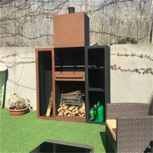 Caminetto Esterno Extra Large in Acciaio Corten, Stufa a Legna in Ghisa Autoportante - Product Image 3