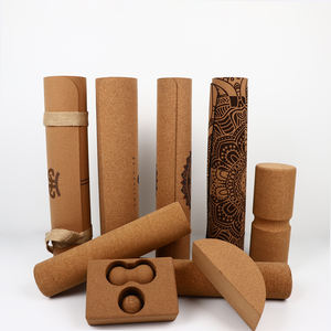 コークオーガニックヨガセットカスタムプリントマット木製エクササイズマッサージコルクローラーブロックジムフィットネスセット - Product Image 1