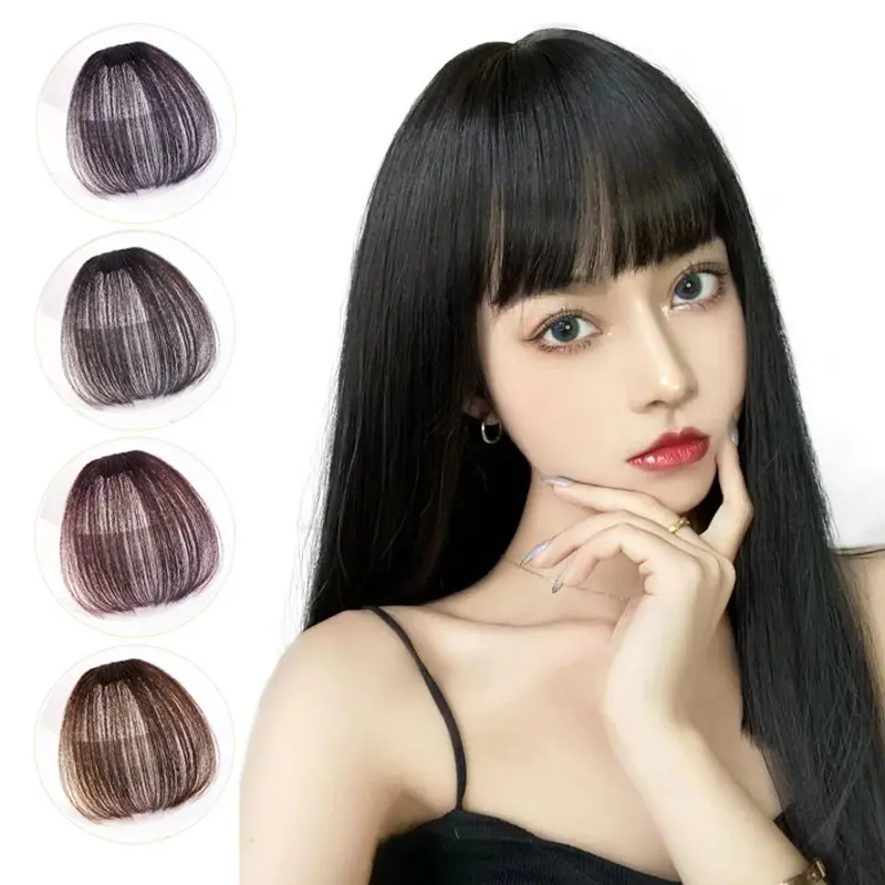 Factory Hot Selling 100% Human Hair Air Fringes Remy Hair Bangs Extensions With Clip for Women