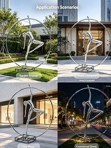 Escultura <span class=keywords><strong>de</strong></span> Persona Sentada en Forma <span class=keywords><strong>de</strong></span> Luna Creciente, Estilo Moderno y Deportivo, Acero Inoxidable Pulido, Decoración Romántica <span class=keywords><strong>para</strong></span> Pared, Hogar, Dormitorio, Hotel - Product Image 2