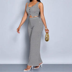 Traje de Verano 2026 <span class=keywords><strong>AiLa</strong></span> para Mujer, Nuevo Conjunto sin Mangas con Chaleco y Pantalones Anchos con Estampado a Rayas - Product Image 4