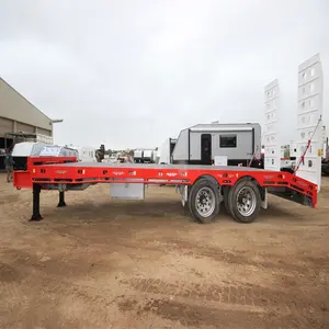 三轴50吨12.5米长封闭式鹅颈拖车串联标签拖车低床半挂车
