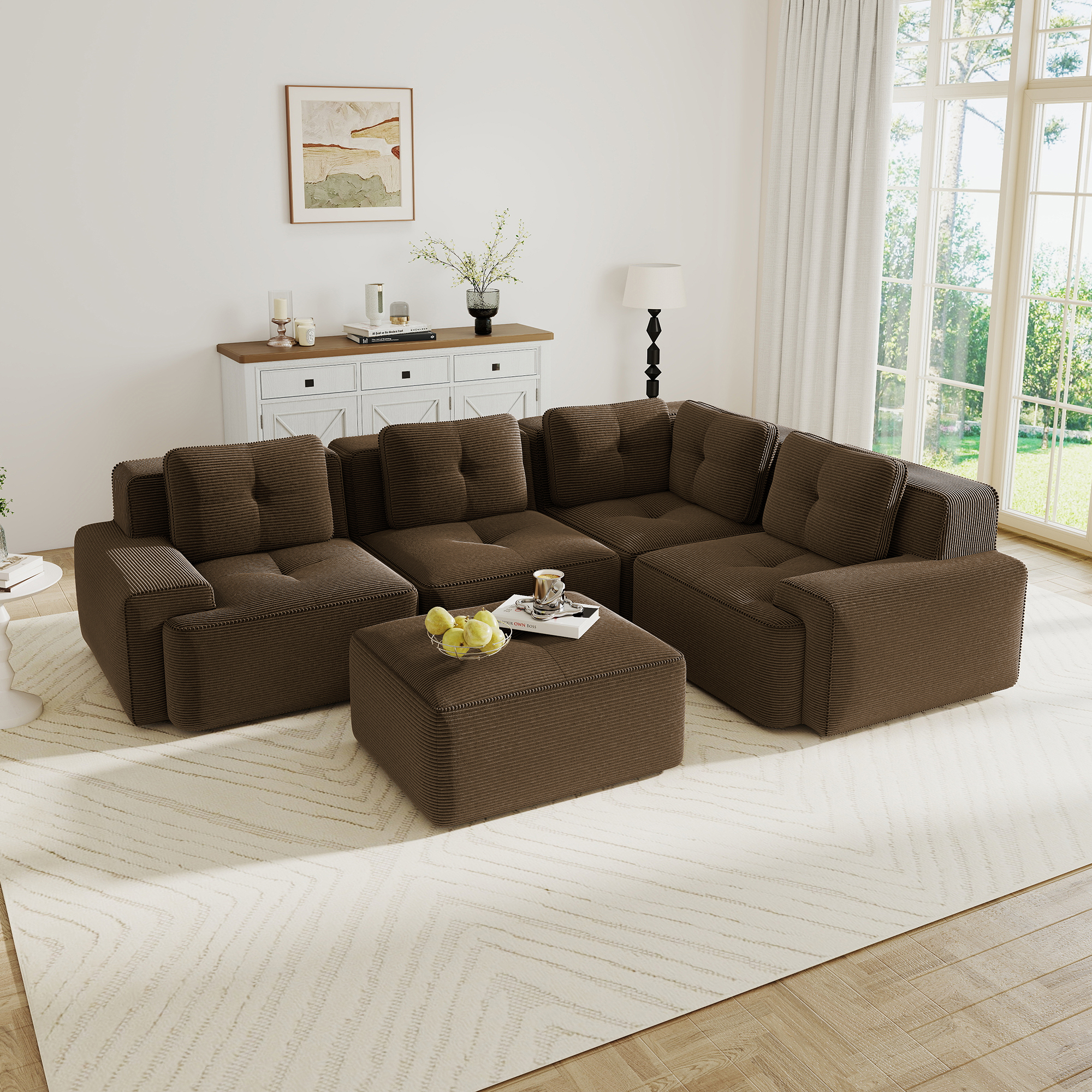 Marron + Velours côtelé + 4 places