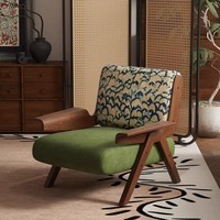 Französischer Mittelalter-Stil Einzelsessel mit Zebra-Design, Massivholz Wohnmöbel, Loungesessel für Wohnzimmer oder Balkon