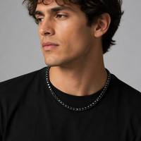Chaîne de tennis noire NL2021-4 en alliage de 4 mm, couleur noire, pour hommes, collier hip-hop de 5 mm, bijoux de mode, chaîne de tennis